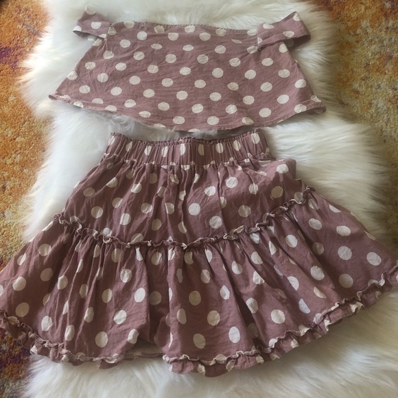 Pink polka dot matching skirt set - Picture 3 of 3